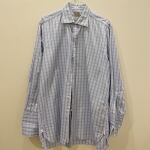 Vintage Thomas Pink London Blue Windowpane with Pink Accent Shirt